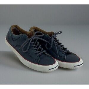 Converse Jack Purcell Shoes Mens Sz 9 Leather Blue Low Top Casual Sneakers
